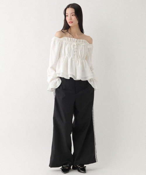 Heather（ヘザー）の「レースアップオフショルブラウス　666500（シャツ/ブラウス・レディース・オフホワイト/グレー系その他/ブラック系その他・FREE）」の14枚目の写真