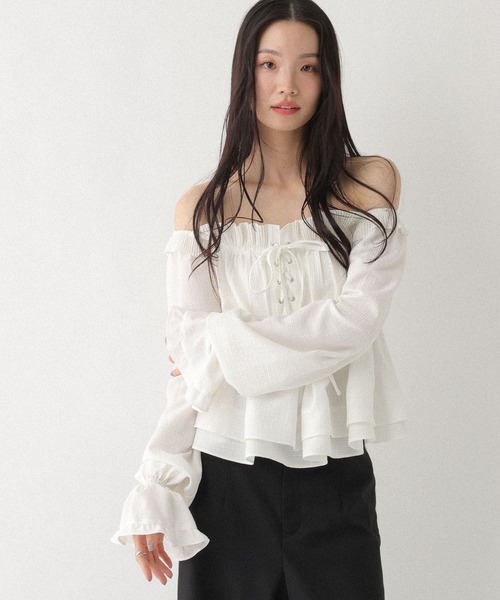 Heather（ヘザー）の「レースアップオフショルブラウス　666500（シャツ/ブラウス・レディース・オフホワイト/グレー系その他/ブラック系その他・FREE）」の18枚目の写真