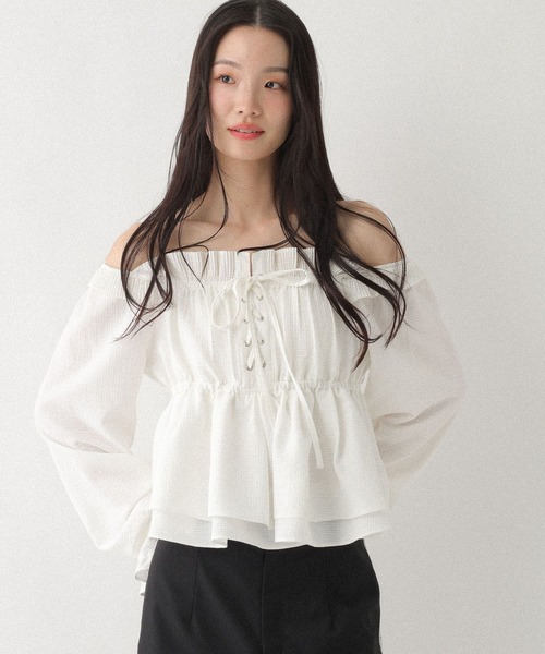 Heather（ヘザー）の「レースアップオフショルブラウス　666500（シャツ/ブラウス・レディース・オフホワイト/グレー系その他/ブラック系その他・FREE）」の19枚目の写真