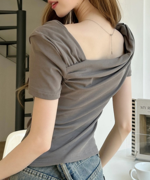 Ada.（エイダ）の「ドレープデザイン ワンショルダー 半袖カットソー（Tシャツ/カットソー・レディース・ホワイト/チャコール/ブラック・FREE）」の17枚目の写真