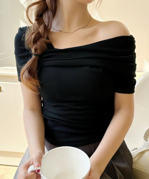 Ada.（エイダ）の「ドレープデザイン ワンショルダー 半袖カットソー（Tシャツ/カットソー・レディース・ホワイト/チャコール/ブラック・FREE）」の22枚目の写真