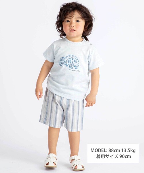 BeBe（ベベ）の「クラシックカースケッチ杢天竺半袖Tシャツ（その他ベビーウェア・キッズ・イエロー/ブルー・90cm/80ｃｍ）」の3枚目の写真