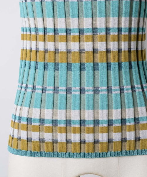 musubore(ムスボレ)の「border summer rib knit / ボーダーサマーニット(ニット/セーター・レディース・ブルー/グリーン・FREE)」の5枚目の写真