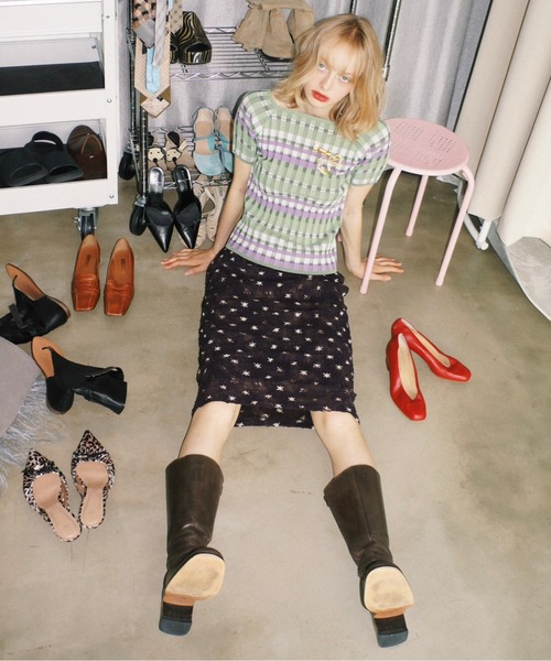 musubore(ムスボレ)の「border summer rib knit / ボーダーサマーニット(ニット/セーター・レディース・ブルー/グリーン・FREE)」の22枚目の写真
