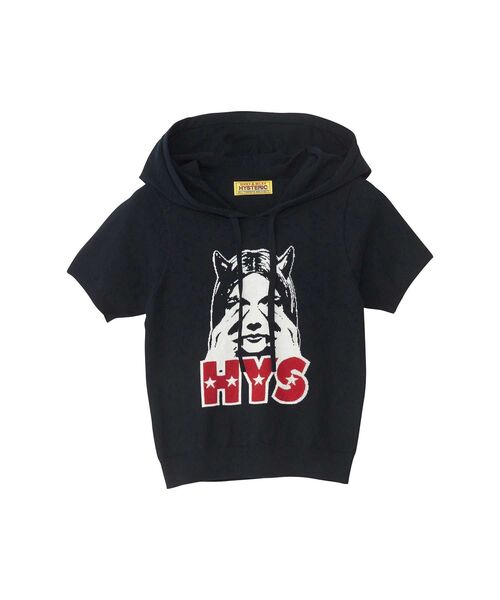 HYSTERIC GLAMOUR（ヒステリックグラマー）の「SEE NO EVIL編込 パーカー（ニット/セーター・レディース・ブラック/マルチ・FREE）」の2枚目の写真