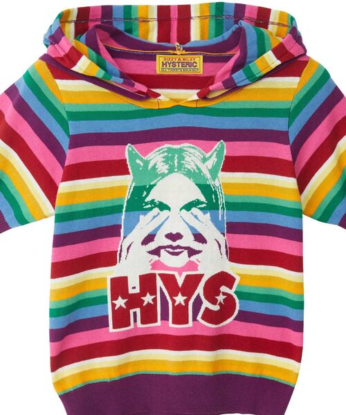 HYSTERIC GLAMOUR（ヒステリックグラマー）の「SEE NO EVIL編込 パーカー（ニット/セーター・レディース・ブラック/マルチ・FREE）」の4枚目の写真