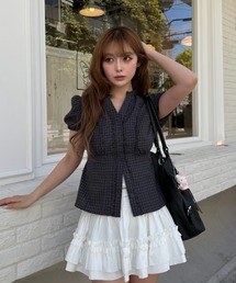 RAY CASSIN | 【5色展開  無地 / ドット / チェック】スキッパーフリルシャツ(シャツ/ブラウス)