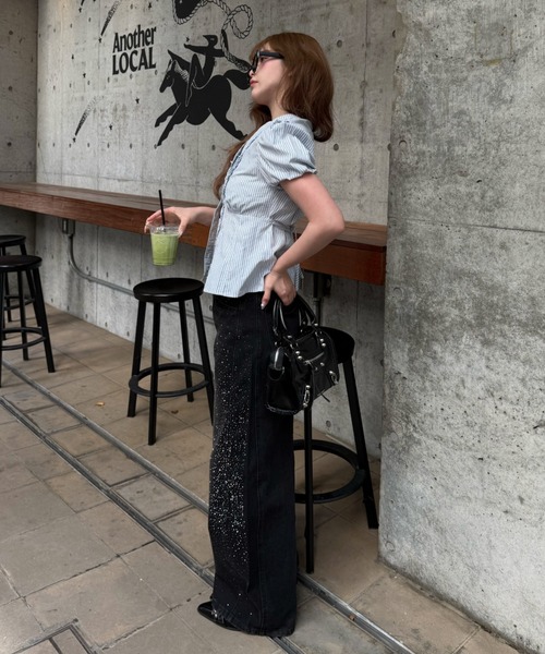 RAY CASSIN（レイカズン）の「【5色展開  無地 / ドット / チェック】スキッパーフリルシャツ（シャツ/ブラウス・レディース・ホワイト/ブルー系その他2/ホワイト系その他2/ベージュ系その他2/ブルー系その他3・FREE）」の11枚目の写真