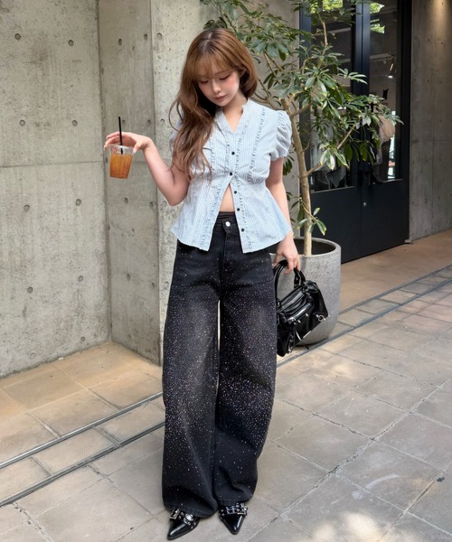 RAY CASSIN（レイカズン）の「【5色展開  無地 / ドット / チェック】スキッパーフリルシャツ（シャツ/ブラウス・レディース・ホワイト/ブルー系その他2/ホワイト系その他2/ベージュ系その他2/ブルー系その他3・FREE）」の13枚目の写真