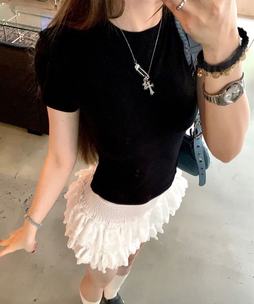 GLAMOROUS JANE(グラマラスジェーン)の「バックカットアウトデザイン半袖Tシャツ(Tシャツ/カットソー・レディース・グレー/ホワイト/ブラック・FREE)」の10枚目の写真