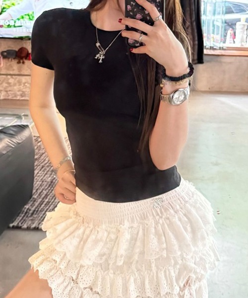 GLAMOROUS JANE(グラマラスジェーン)の「バックカットアウトデザイン半袖Tシャツ(Tシャツ/カットソー・レディース・グレー/ホワイト/ブラック・FREE)」の11枚目の写真