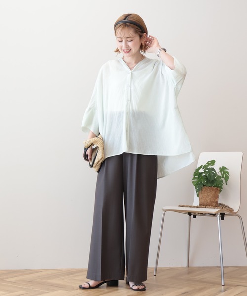 AMERICAN HOLIC（アメリカンホリック）の「【接触冷感】Vネックポンチョシャツ（シャツ/ブラウス・レディース・オフホワイト/グレイッシュベージュ/ミント/ダークネイビー・M/L）」の6枚目の写真