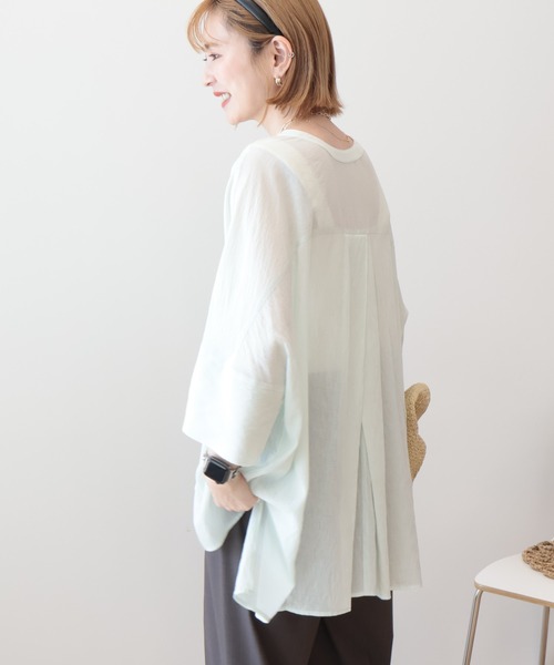 AMERICAN HOLIC（アメリカンホリック）の「【接触冷感】Vネックポンチョシャツ（シャツ/ブラウス・レディース・オフホワイト/グレイッシュベージュ/ミント/ダークネイビー・M/L）」の8枚目の写真