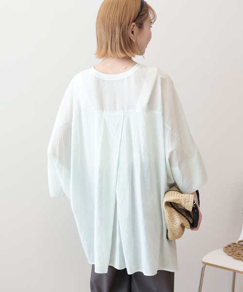 AMERICAN HOLIC（アメリカンホリック）の「【接触冷感】Vネックポンチョシャツ（シャツ/ブラウス・レディース・オフホワイト/グレイッシュベージュ/ミント/ダークネイビー・M/L）」の9枚目の写真