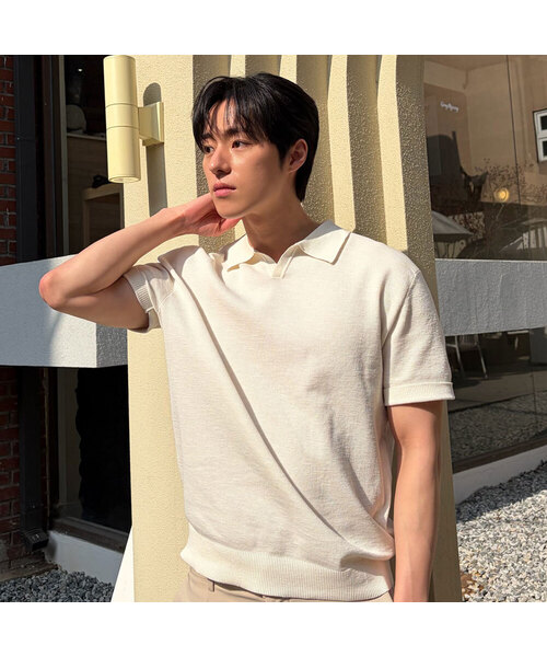 Wossable linen лайк — вязаный поло-свитер с коротким рукавом — 5 цветов