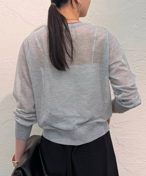 LOUNGEDRESS(ラウンジドレス)の「シアーWカラーカーデ(カーディガン/ボレロ・レディース・グレー/ベージュ・FREE)」の9枚目の写真