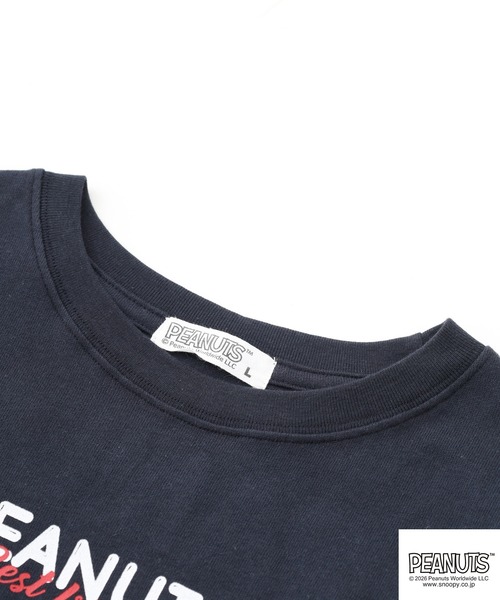 PEANUTS(ピーナッツ)の「PEANUTS フレンズ柄サガラ刺繍ヘビーウェイトドロップショルダーT 半袖(Tシャツ/カットソー・メンズ・ネイビー/グレイッシュベージュ/オフホワイト・M/L/LL)」の9枚目の写真