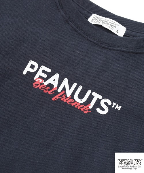 PEANUTS(ピーナッツ)の「PEANUTS フレンズ柄サガラ刺繍ヘビーウェイトドロップショルダーT 半袖(Tシャツ/カットソー・メンズ・ネイビー/グレイッシュベージュ/オフホワイト・M/L/LL)」の10枚目の写真