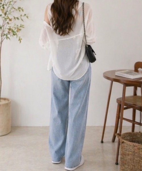Teem Store(チームストア)の「【カップ付き】フロントボタン リブ ノースリーブトップス(キャミソール・レディース・ブルー/ブラック/グレー/ホワイト・F)」の13枚目の写真