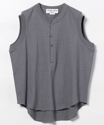 AMERICANA（アメリカーナ）の「Americana/アメリカーナ クロップド ノースリーブ ヘンリーネックトップス（Tシャツ/カットソー）」