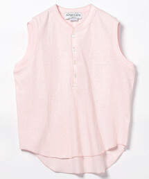 AMERICANA（アメリカーナ）の「Americana/アメリカーナ クロップド ノースリーブ ヘンリーネックトップス（Tシャツ/カットソー）」