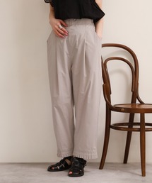 綿ワッシャー裾プリーツパンツ