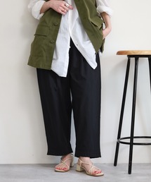 綿ワッシャー裾プリーツパンツ