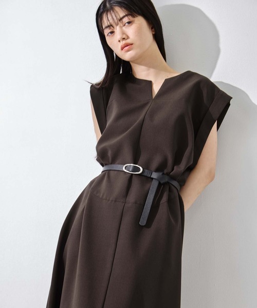 STUDIOUS（ステュディオス）の「【STUDIOUS/ステュディオス】Back Tucked Dress/バックタックドレス（ワンピース・レディース・ブラウン/ライトブルー/グレー・1/2）」の15枚目の写真