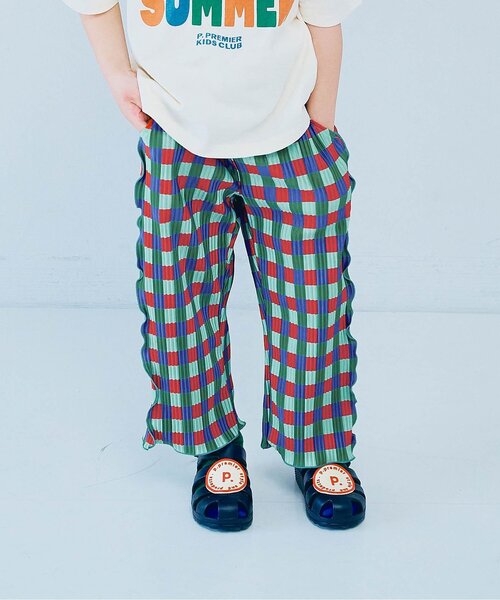 p.premier(ピードットプルミエ)の「さらさら涼しいエアリープリーツ総柄ワイドパンツ(その他パンツ・キッズ・レッド/チェック/その他11/グリーン・100/120/90/80/140/130/110)」の4枚目の写真