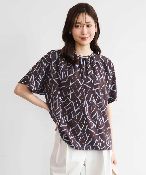 MK MICHEL KLEIN（エムケーミッシェルクラン）の「[接触冷感/洗える]アートプリントブラウス（シャツ/ブラウス・レディース・ブラウン/ベージュ・38）」の20枚目の写真