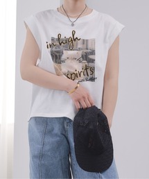 Pqran | CATプリント刺繍トップス(Tシャツ/カットソー)