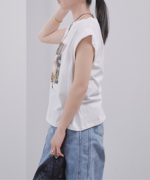Pqran(クラン)の「CATプリント刺繍トップス(Tシャツ/カットソー・レディース・オフホワイト/チャコールグレー・FREE)」の8枚目の写真