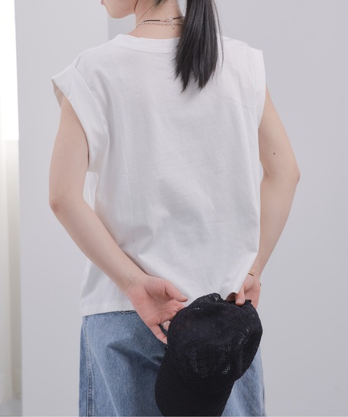 Pqran(クラン)の「CATプリント刺繍トップス(Tシャツ/カットソー・レディース・オフホワイト/チャコールグレー・FREE)」の10枚目の写真