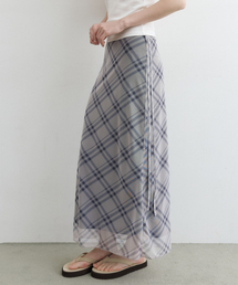 Check sheer long skirt [KNSS09SK03]_Ivory
