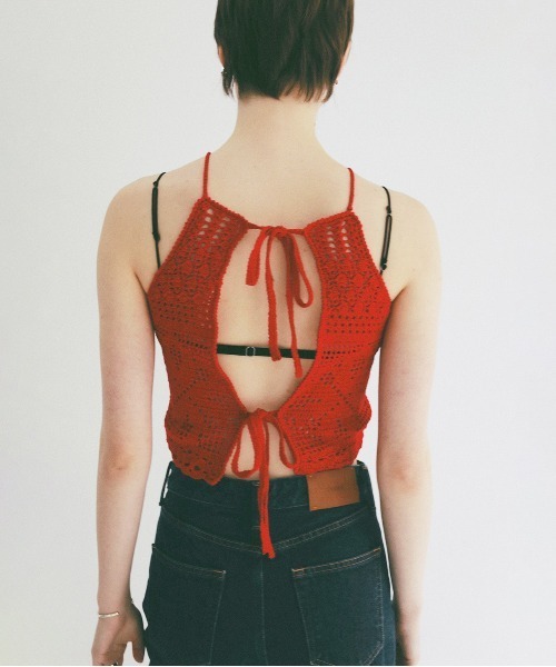 CLANE(クラネ)の「CROCHET CAMI KNIT TOPS(ニット/セーター・レディース・レッド/アイボリー・F)」の18枚目の写真