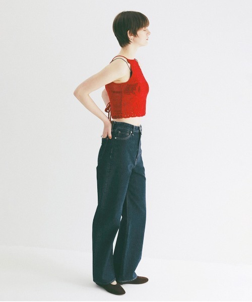 CLANE(クラネ)の「CROCHET CAMI KNIT TOPS(ニット/セーター・レディース・レッド/アイボリー・F)」の16枚目の写真