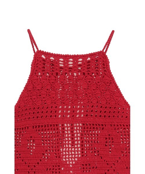 CLANE(クラネ)の「CROCHET CAMI KNIT TOPS(ニット/セーター・レディース・レッド/アイボリー・F)」の5枚目の写真