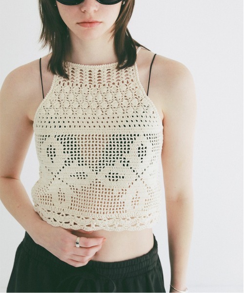 トップス CLANE CROCHET CAMI KNIT TOPS セール】CROCHET CAMI KNIT TOPS（ニット/セーター）｜CLANE（クラネ