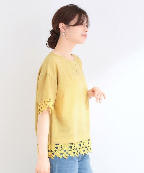 SHOO・LA・RUE（シューラルー）の「【ひんやり/洗濯後しわになりにくい/S-LL】コーデの主役になる レース付きブラウス（シャツ/ブラウス・レディース・ブラック/イエロー系その他/アイボリー・01/02/03/04）」の8枚目の写真