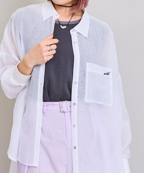 LHELBIE(レルビエ)の「リネンライクオーバーシャツ(シャツ/ブラウス・レディース・イエロー系/ピンク/ブラック/オフホワイト・M)」の2枚目の写真