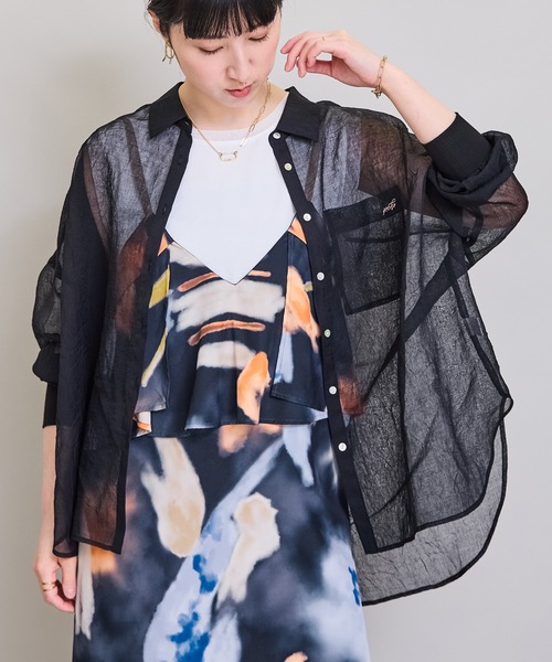 LHELBIE(レルビエ)の「リネンライクオーバーシャツ(シャツ/ブラウス・レディース・イエロー系/ピンク/ブラック/オフホワイト・M)」の3枚目の写真