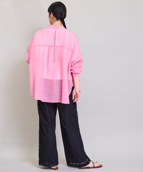 LHELBIE(レルビエ)の「リネンライクオーバーシャツ(シャツ/ブラウス・レディース・イエロー系/ピンク/ブラック/オフホワイト・M)」の22枚目の写真