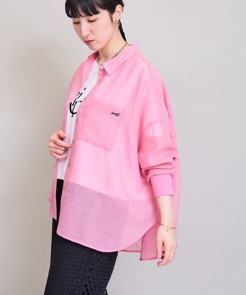 LHELBIE(レルビエ)の「リネンライクオーバーシャツ(シャツ/ブラウス・レディース・イエロー系/ピンク/ブラック/オフホワイト・M)」の7枚目の写真