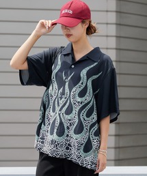 DAN RIVER（ダンリバー ）の「DAN RIVER/ダンリバー 60S BOWLING SHIRT 60年代ボウリングシャツ 柄シャツ 総柄 ヒョウ柄 レオパード柄 スカル ファイヤー スパイダー 蜘蛛の巣 半袖 メンズ 2026年 夏 夏服（シャツ/ブラウス）」