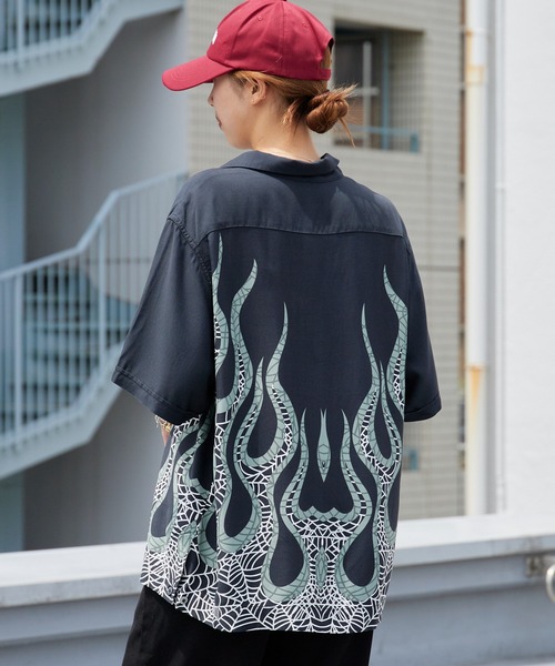 Dan  ダンリバー ブラック×ホワイト ボーリングシャツ 開襟シャツ DAN RIVER（ダンリバー ）の「DAN RIVER/ダンリバー 60S BOWLING SHIRT