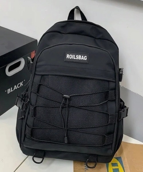 HAILY(ヘイリー)の「フロントメッシュ×ドローコード多機能バックパック/通勤通学/リュック/ユニセックス(バックパック/リュック・レディース・ブラック/アイボリー・FREE)」の21枚目の写真