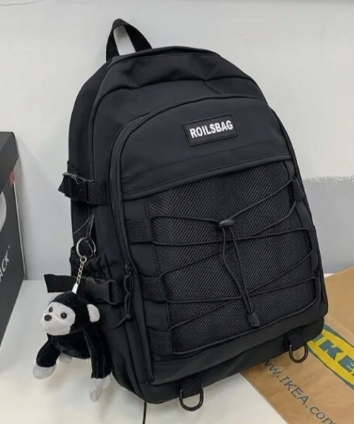 HAILY(ヘイリー)の「フロントメッシュ×ドローコード多機能バックパック/通勤通学/リュック/ユニセックス(バックパック/リュック・レディース・ブラック/アイボリー・FREE)」の22枚目の写真