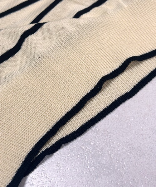 lulufa(ルルファ)の「ボーダー スキッパー カットソー ポロシャツ 半袖(ポロシャツ・レディース・ブラック/ネイビー/アイボリー・FREE)」の6枚目の写真
