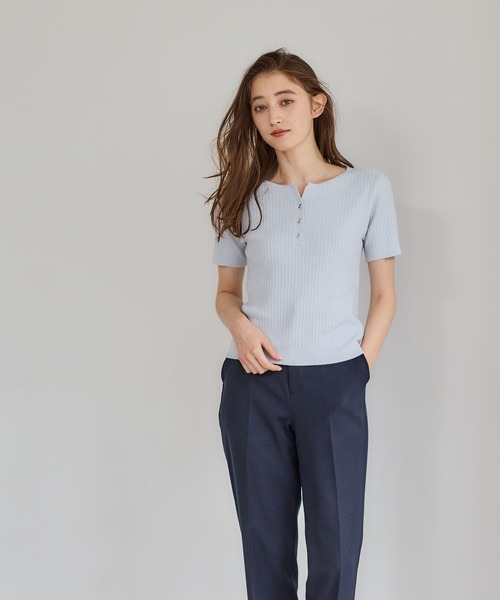 12Twelve Agenda（トゥエルブ　アジェンダ）の「ラメケーブルキーネックニットプルオーバー（ニット/セーター・レディース・サックスブルー/ネイビー/オフホワイト・M）」の12枚目の写真