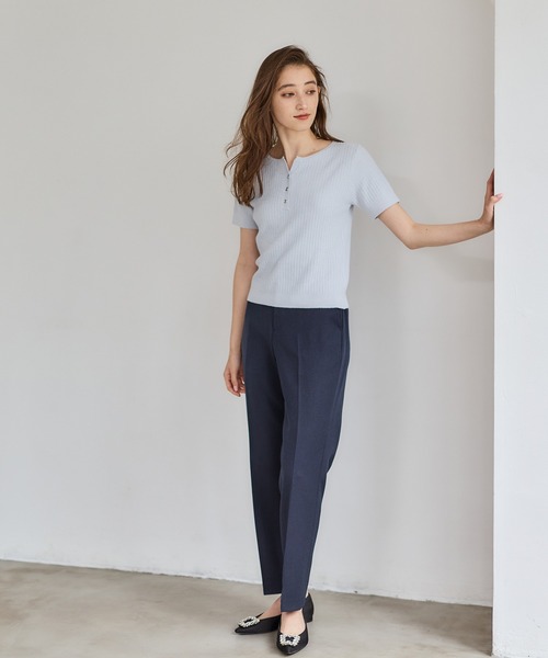 12Twelve Agenda（トゥエルブ　アジェンダ）の「ラメケーブルキーネックニットプルオーバー（ニット/セーター・レディース・サックスブルー/ネイビー/オフホワイト・M）」の9枚目の写真